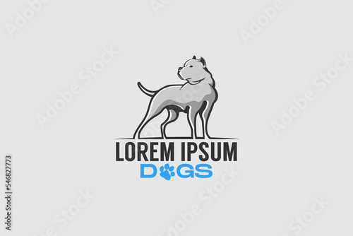 dog pitbull animal character vector logo template