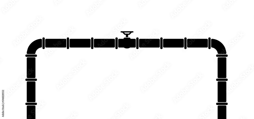 Vetor de Water, oil or gas pipeline with fittings and valves. Pipeline ...