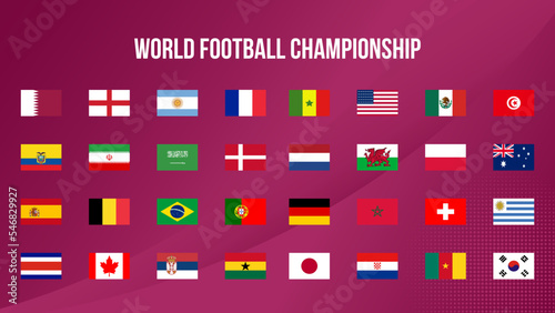 32 Countries participating world football championship vector illustration