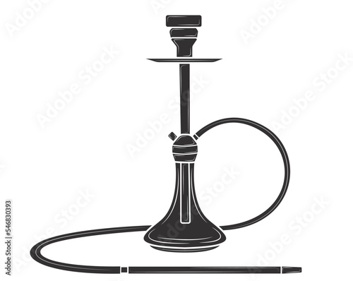 Black silhouette  of Turkish hookah in isolate on white background.Vector illustration.
