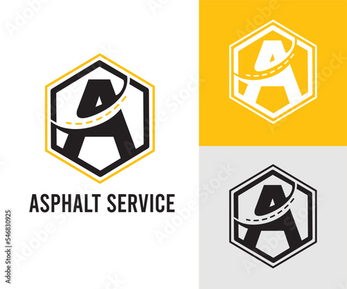Initial A Letter with asphalt and paving symbol for asphalt logo and transport business design template