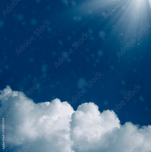 Fototapeta Naklejka Na Ścianę i Meble -  Blurred background. Blue sky and white fluffy clouds.