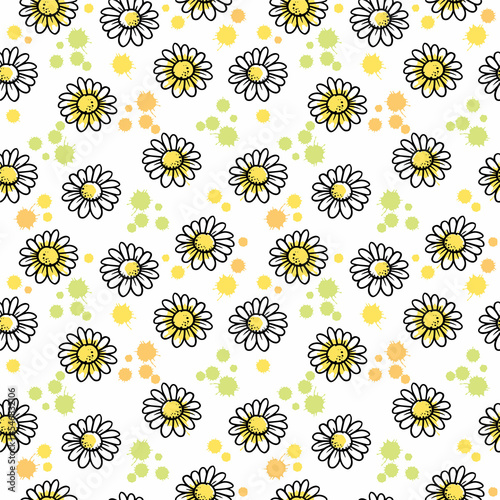 Seamless background with flowers.Daisies.Summer.Vector graphics.