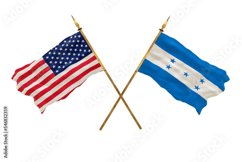 Background for designers. National Day. National flags  of United States of America. USA and Honduras