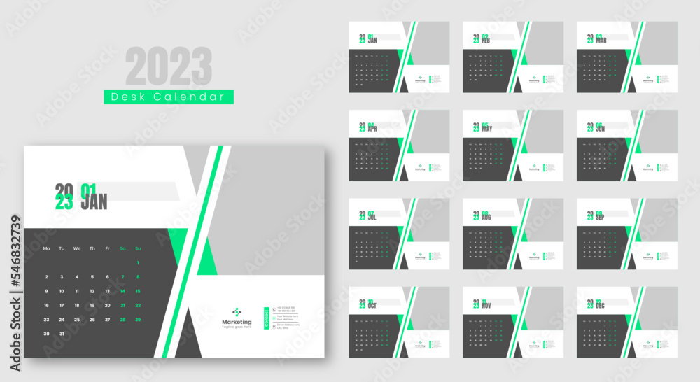 Desk Calendar 2023, Calendar 2023 Template Design Desk Calendar 2023, Calendar 2023 Template Design