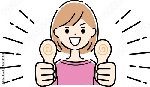 サムズアップ！グッジョブ！女性