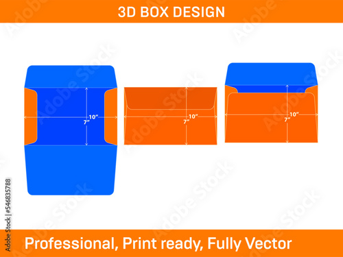 Paper Booklet envelope Design 7x10 inch dieline template and 3D envelope resizable photo