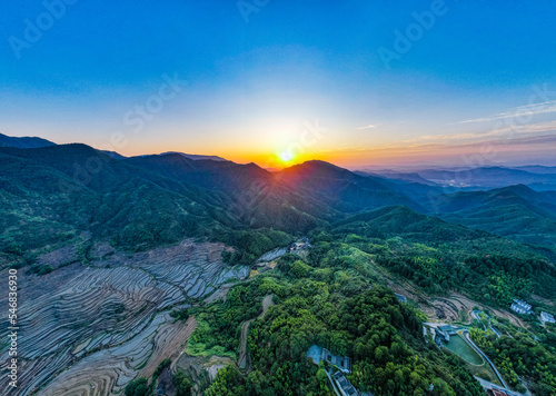 Fototapeta Naklejka Na Ścianę i Meble -  Aerial view of Huangling Scenic area in Wuyuan, Jiangxi province