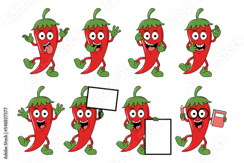 cute red chili pepper cartoon illustration