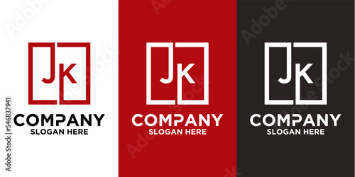 j k lettering with square design vector template
