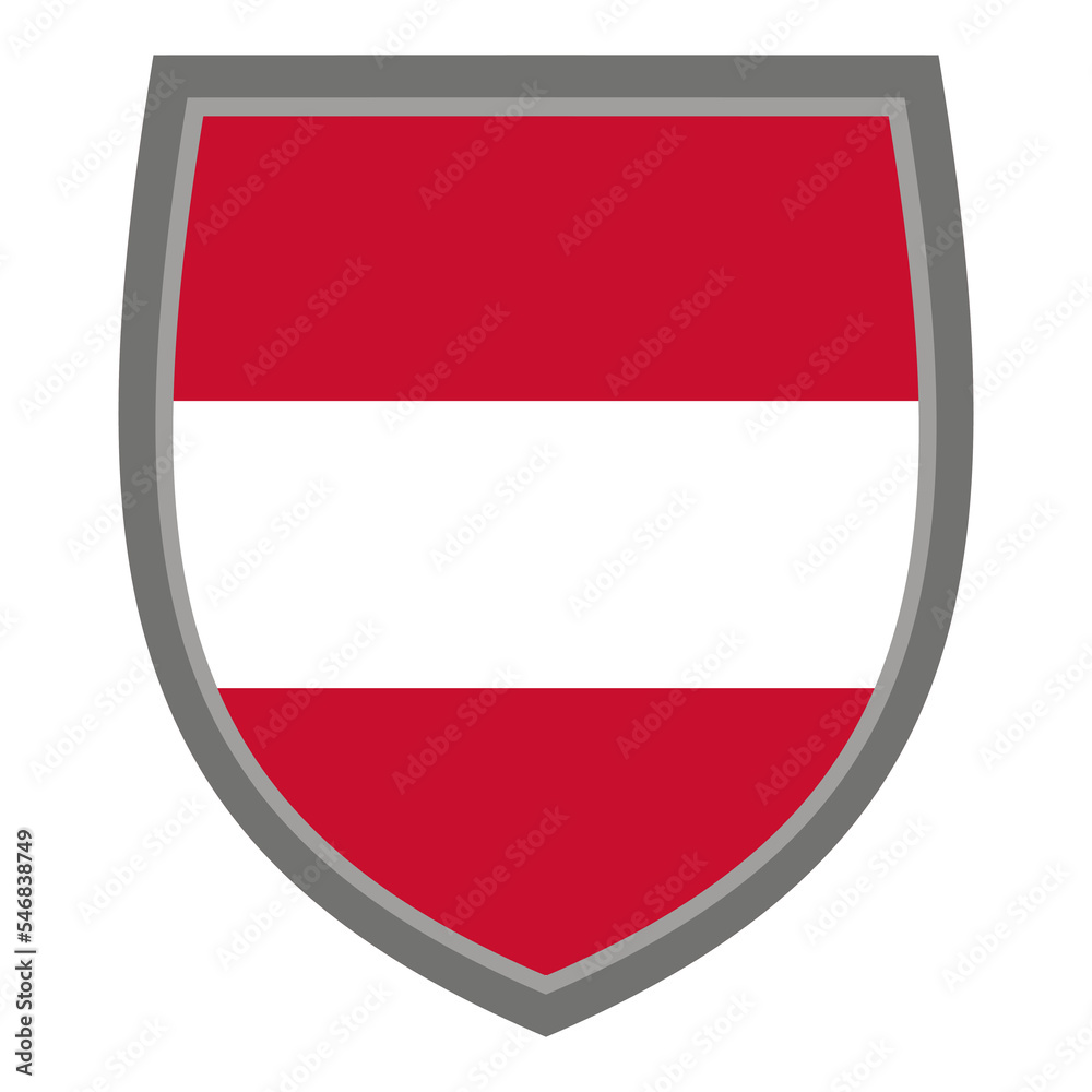 Shield with the colors of Austria flag, icon Austrian shield cut out