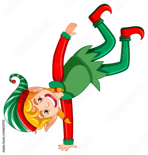 Christmas elf dancing cartoon character