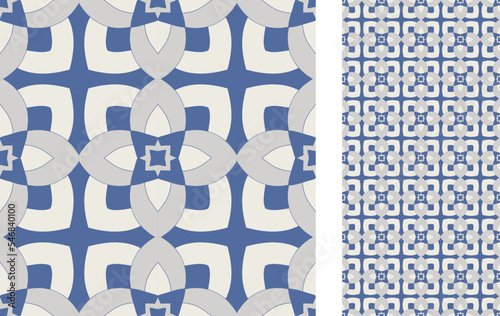 Seamless Azulejo tile. Portuguese and Spain decor. Ceramic tile. Seamless Floral pattern. Vector hand drawn illustration, typical portuguese and spanish tile