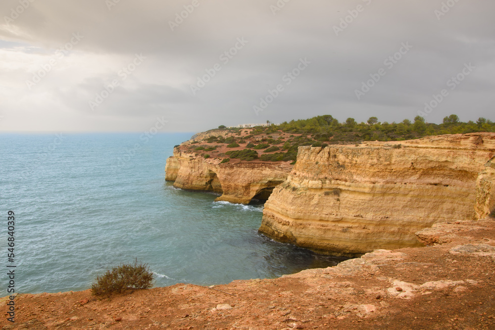 Impressive cliffs at the Benagil Caves site in southern Portugal