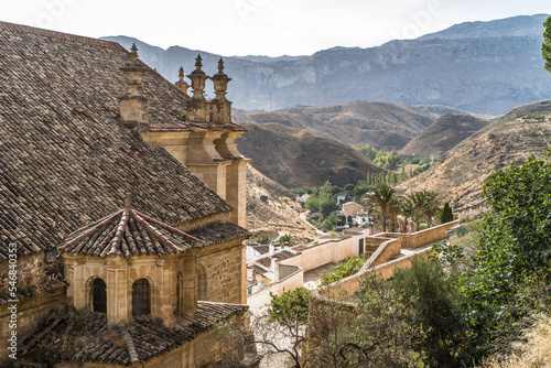 the historic brick and stone building of the Real Collegiata de Santa María la Mayor. horizontal, daylight