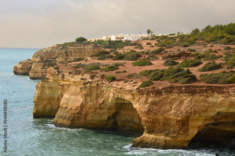 Impressive cliffs at the Benagil Caves site in southern Portugal