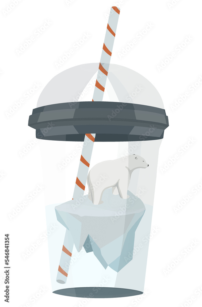 Polar bear on iceberg floe. Melting ice and global warming. Stock ...