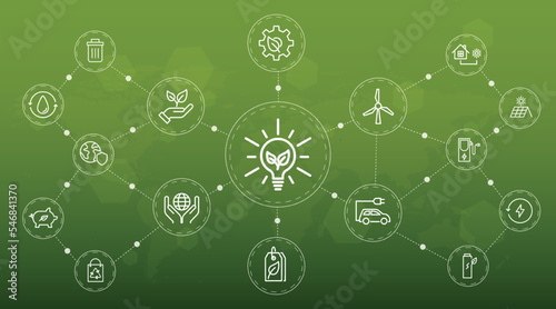 Green Business template  and background for Sustainability concept with flat icons  environmental 