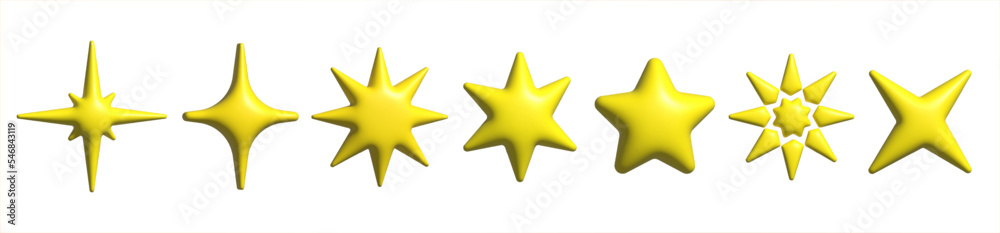 3D Star .Sparkle stars set. Realistic vector star symbols.Glossy stars collection isolated on white background 3D Star .Sparkle stars set. Realistic vector star symbols.Glossy stars collection isolated on white background