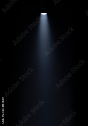 Print op canvas Close up of light beam isolated on black background