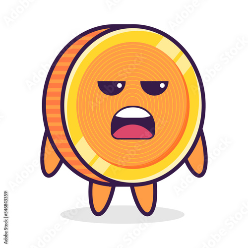 Cartoon coin character, sad emotion