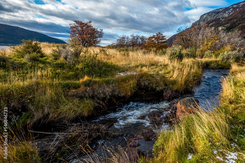 Nature view of Tierra del Fuego province in Argentina. Nature of South America