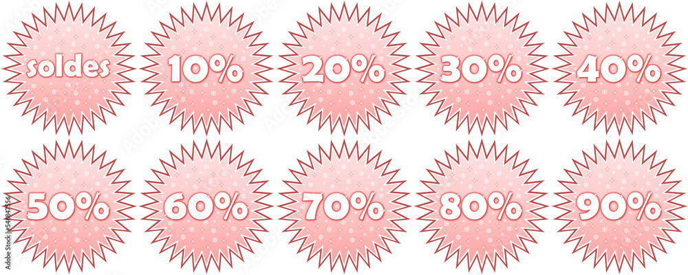 Set of french winter sale icons Set of french winter sale icons