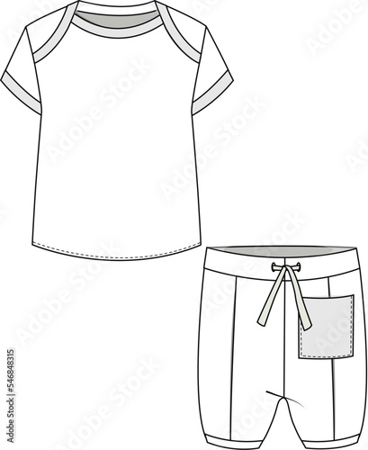 KID BOYS WEAR TEE AND PAJAMA SET FLAT DESIGN VECTOR