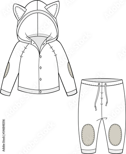 KID BOYS WEAR TEE AND PAJAMA SET FLAT DESIGN VECTOR