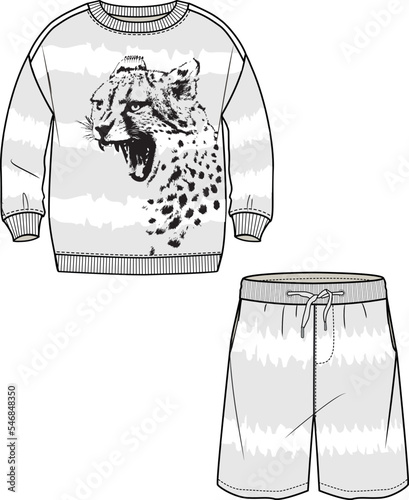 KID BOYS WEAR TEE AND PAJAMA SET FLAT DESIGN VECTOR