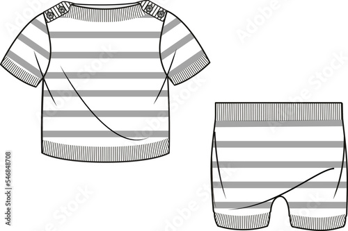 KID BOYS WEAR KNITTED SET SWEATER AND SHORT FLAT DESIGN VECTOR