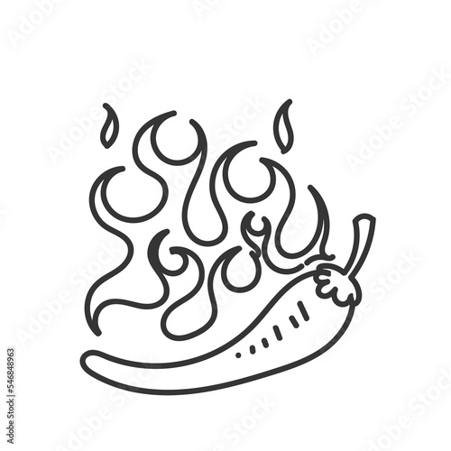 hand drawn doodle burning chili pepper illustration