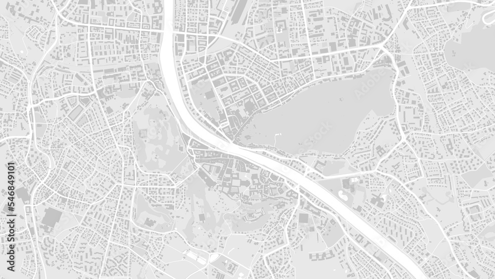 Fototapeta premium White and light grey Salzburg City area vector background map, roads and water cartography illustration.