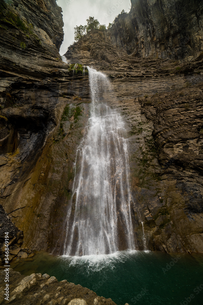 Waterfall on a steep cliff