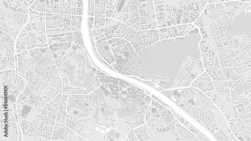 White and light grey Salzburg City area vector background map, roads and water cartography illustration.