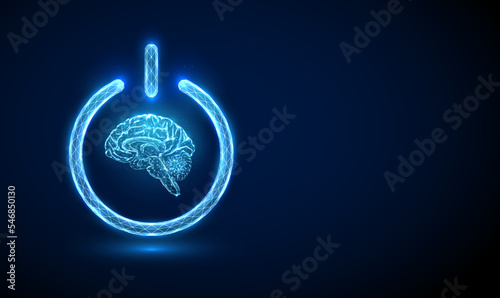 Abstract brains inside the blue power button.
