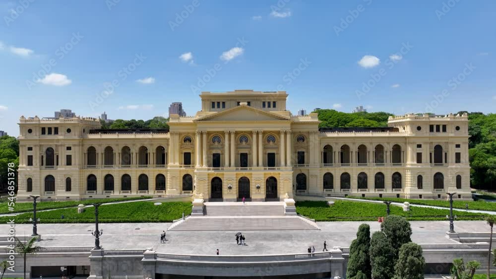 Famous Ipiranga Museum at downtown Sao Paulo Brazil restorative in 2022. Medieval Building at downtown city. Scenic garden and landmark building of city. Sao Paulo Brazil. Famous Ipiranga Museum at downtown Sao Paulo Brazil restorative in 2022. Medieval Building at downtown city. Scenic garden and landmark building of city. Sao Paulo Brazil.