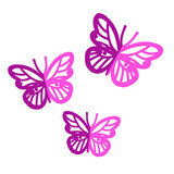 Butterflies decoration. Three pink butterflies. PNG illustration.