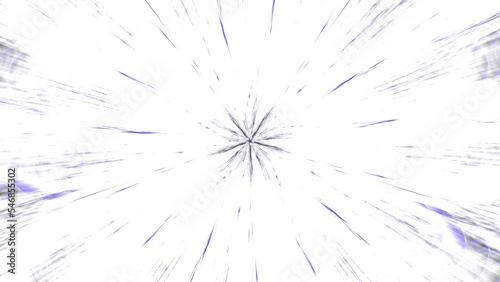 Blue and dark rays on a white background change and form patterns similar to a snowflake and a flower. Animated background and club video. Endless cycle. The loop