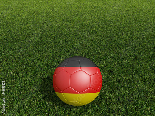 Football in Germany flag  on  green grass. 3d rendering