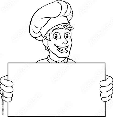 Chef Cook Baker Sign Cartoon