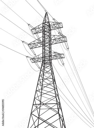 High voltage transmission systems. Electric pole. Power lines. A network of interconnected electrical. Vector design illustration