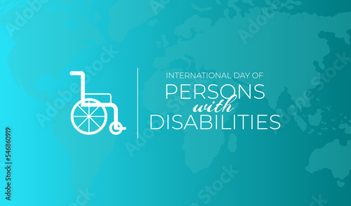 Teal International Day of Persons with Disabilities Background Illustration with Wheelchair