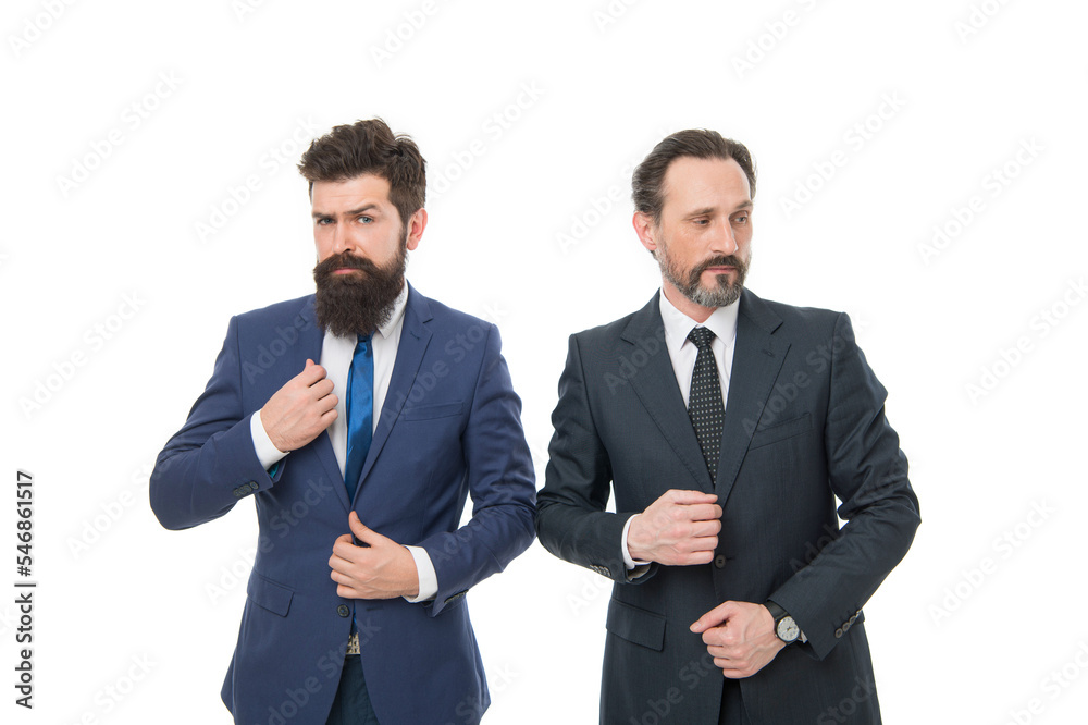 serious competitors. mature men have own business. partnership of boss men isolated on white. collaboration of teamwork. business meeting. team success. bearded competitors businessmen in formal suit serious competitors. mature men have own business. partnership of boss men isolated on white. collaboration of teamwork. business meeting. team success. bearded competitors businessmen in formal suit