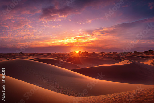 Golden sands of the Sahara Desert ripple gracefully under a radiant sunset  with rich gold tones reflecting nature s majesty. A must-see spectacle of glowing dunes at dusk.