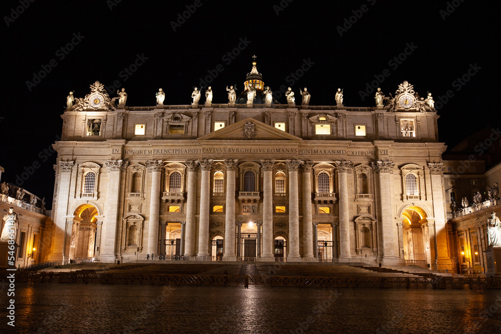rome, italy, architecture, city center at night with backlight.