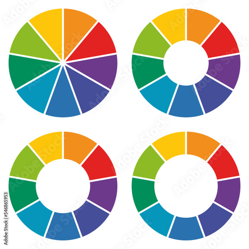 pie chart,colorful infographic templates,color circle with 9 colors, vector illustration.