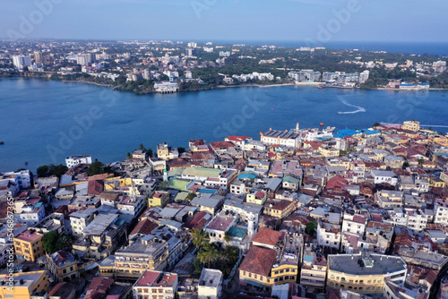 Aerial view of Mombasa island in the coast of Kenya, East Africa © twopointfour