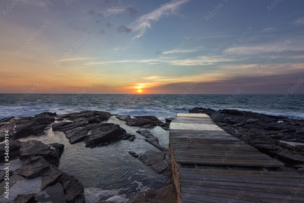 Obraz premium Sunset from the coast of Colonia Sant Jordi in Mallorca island (Spain)