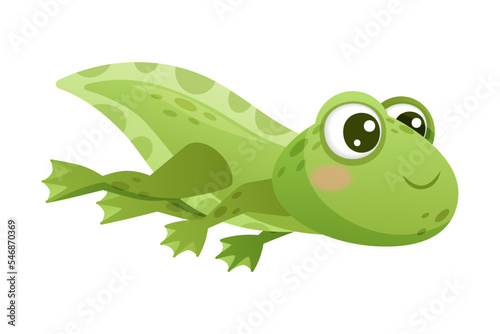 Photos Cute Green Tadpole Cartoon Character Vector Illustration